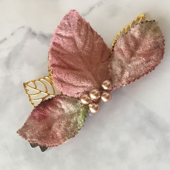 Blush And Rose Gold Bridesmaid Flower Girl Hair Clip, 3 of 11
