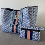 Personalised Geometric Coral Stripe Tote Bag Set, thumbnail 4 of 5