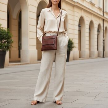 Large Tan Genuine Leather Shoulder Bag, Cross Body Bag, 2 of 5
