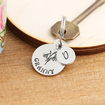 Grandma Gift Birth Flower Pewter Keyring, 2 of 6