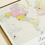 Personalised Where We've Been World Map Stitch Print, thumbnail 3 of 4