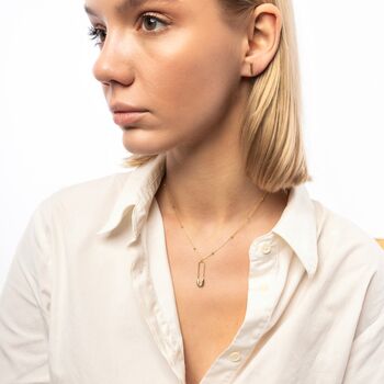 Sterling Silver Safety Pin Necklace With Beaded Chain, 2 of 11