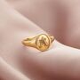 9ct Gold Floral Engraved Initial Signet Ring, thumbnail 1 of 8