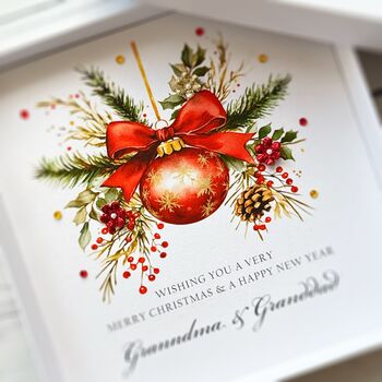 Handmade Red Bauble Christmas Card For Any Recipient, Customisable, 2 of 6