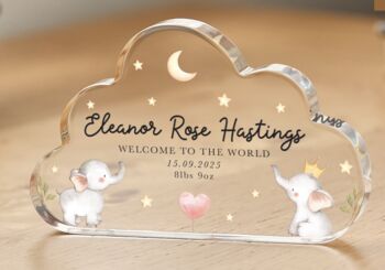 Personalised Christening Gift – Cloud Safari Acrylic Plaque, 2 of 3