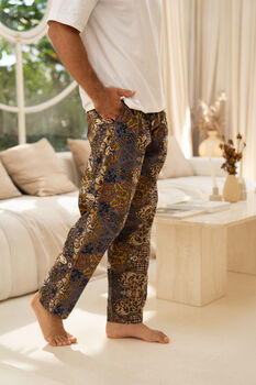 Men's Purple Batik Cotton Trousers, 5 of 8