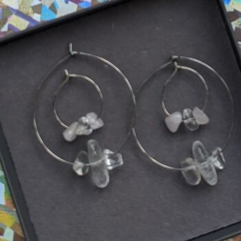 Double Set Of Hoop Earrings With Crystal Chips, 5 of 5