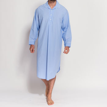 Men's Crisp Blue And White Striped Nightshirt By British Boxers ...