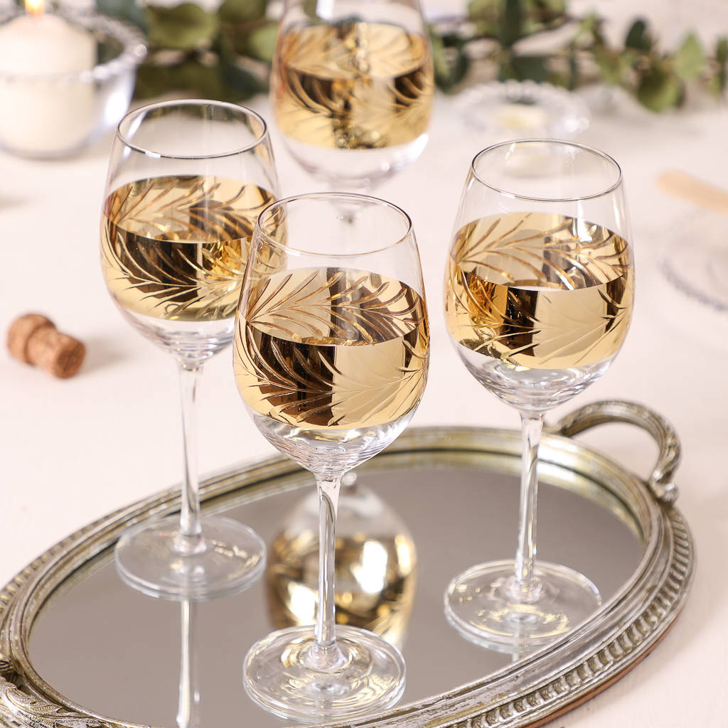 luxury gold leaf wine glasses by dibor