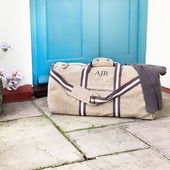 Personalised Canvas Holdall With Padded Shoulder Strap, 8 of 11