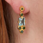 Blue Topaz And Emerald Georgian Stud Earrings, thumbnail 1 of 8
