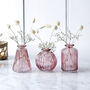 Pink Glass Bud Vases Set Of Three, thumbnail 3 of 3