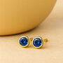 Gold Plated Sterling Silver Sapphire Stud Earrings, thumbnail 5 of 5