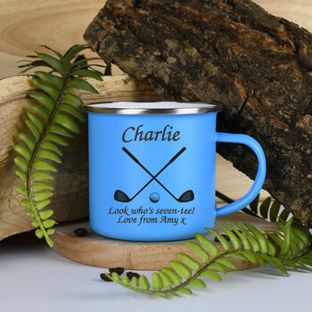 Personalised Golf And Clubs Enamel Camping Mug, 4 of 7