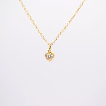 Gold Plated Clear Cubic Zirconia Heart Necklace, 3 of 6