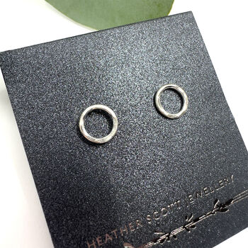 Sterling Silver Circle Stud Earrings, 2 of 4