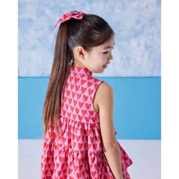 Cuore Girls Cotton Dress With Matching Hair Clip, 3 of 4
