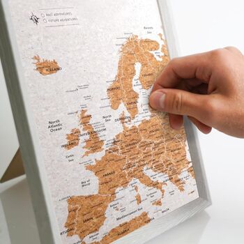 Mini Travel Gift Set Europe Map With Push In Pins And Scrapbook, 2 of 8