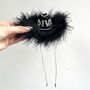 Black Feather Trim Diva Dog Hat, thumbnail 1 of 5