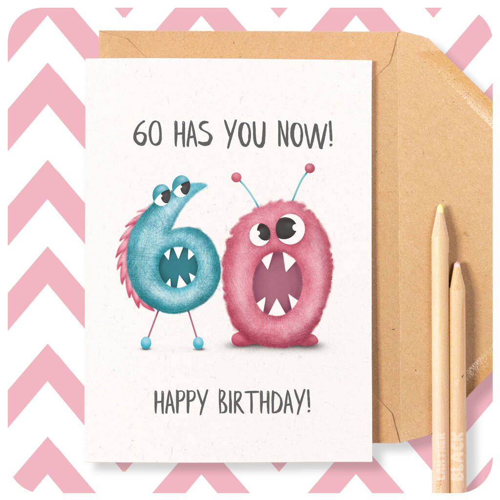 Funny 60th Birthday Greeting Card For Him For Her By Lanther Black |  