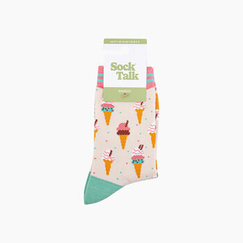 Ice Cream Cone Bamboo Socks In Cream, 3 of 4