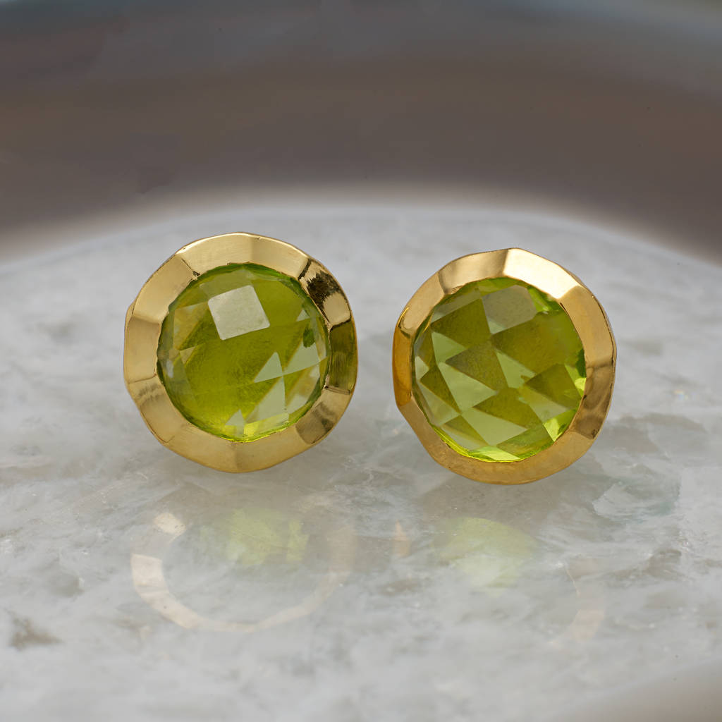 18k Gold Vermeil Gemstone Stud Earrings By Sharon Mills London