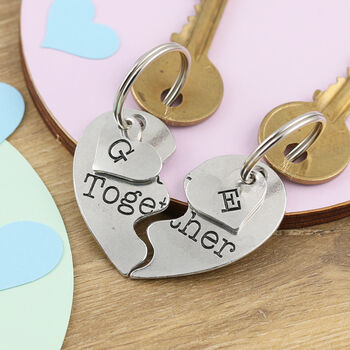 Better Together Couples Gift Split Heart Keyring, 4 of 5