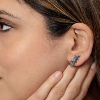 Crocodile Detail Statement Stud Earrings, 2 of 3