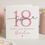 Personalised 18th Birthday Card For Sister Pink, thumbnail 1 of 7