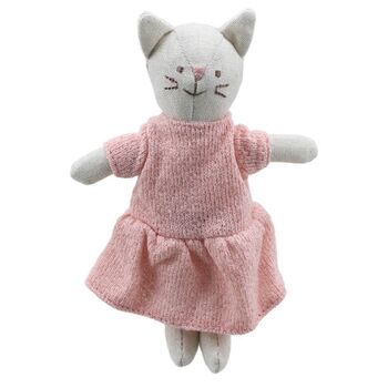 Tiny Linen Girl Cat In Pink Dress, 4 of 4