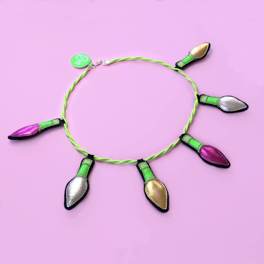 Novelty Leather Christmas Lights Necklace By Jo Gill Designer Maker