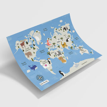 Far Away Lands Animal World Map Fine Art Print, 4 of 4