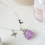 925 Silver Raw Cut Amethyst Moon And Star Necklace, thumbnail 1 of 4