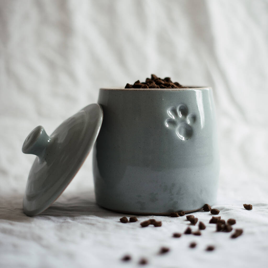 Hand Thrown Pottery Treat Jar In Purbeck Pebble Glaze By The Dandy Dog