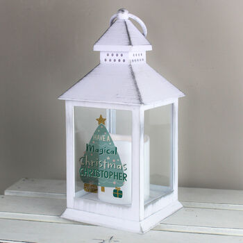 Personalised Have A Magical Christmas White Lantern, 3 of 4