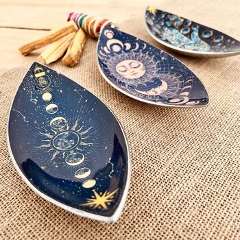 Enamelled Incense Burner Bowl Moon Phases Design, 4 of 6