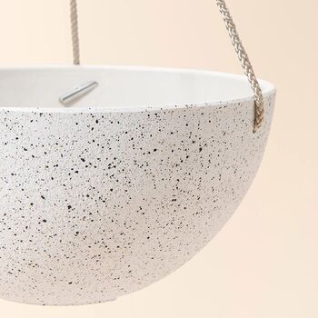 Pack Of Two Speckled White Hanging Planters, 5 of 6