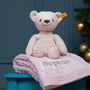 My First Steiff Pink Teddy Bear And Blanket Gift Set, thumbnail 2 of 5