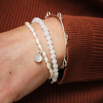 Organic Pearl And Moonstone Bracelet Silver Or 9ct Gold, 6 of 6