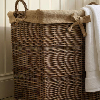 Wicker Storage Basket With Hessian Lining, 2 of 3