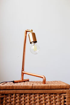Industrial Copper Table Lamp – Handmade Pipe Desk Light, 4 of 7