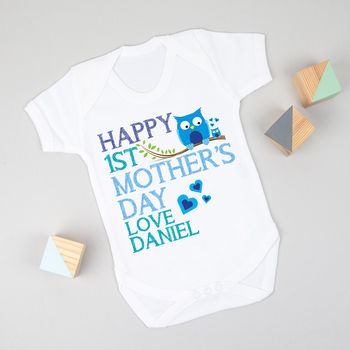 Personalised First Mother's Day Pink Or Blue Bodysuit, 4 of 9