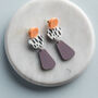 Sterling Silver Pine Ruby Pebble Shaped Dalmatian Studs, thumbnail 4 of 6