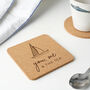 Set Of Four 'You, Me And The Sea' Square Cork Coaster, thumbnail 1 of 2