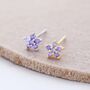 Sterling Silver Lilac Purple Flower Cz Stud Earrings, thumbnail 3 of 12