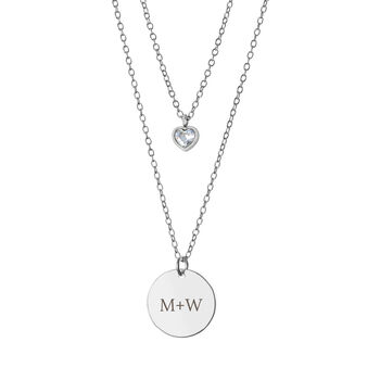 Personalised Layered Crystal Heart And Disc Necklace, 8 of 10