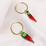 Mini Chilli Pepper Gold Plated Silver Hoop Earrings, thumbnail 1 of 4
