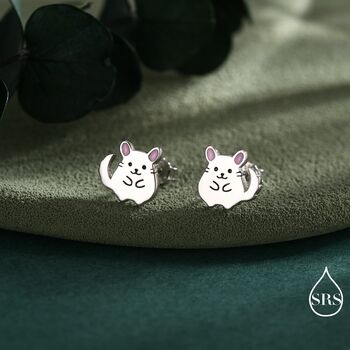 Sterling Silver Chinchilla Stud Earrings, 3 of 12