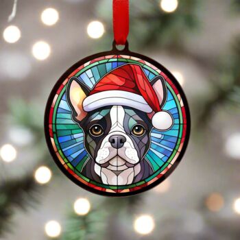 Boston Terrier In Santa Hat Suncatcher Decoration, 4 of 6