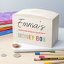 Personalised Colourful Wooden Money Box, thumbnail 1 of 8